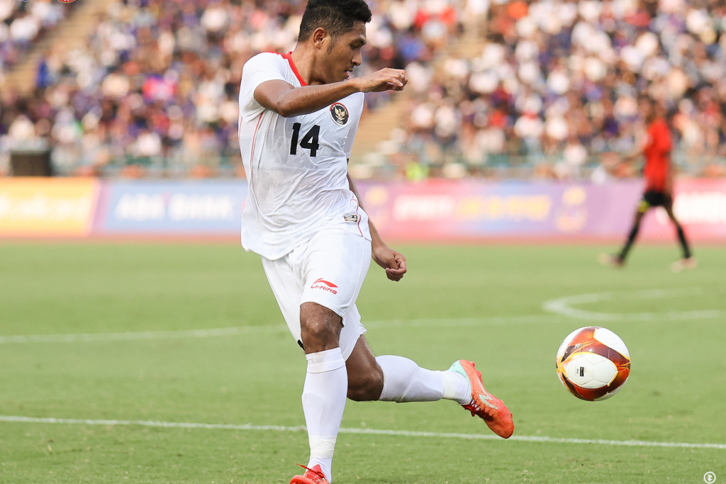 Potret Tim U-22 Indonesia pada laga kontra Timor Leste.